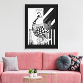 チェス&ボウDAYピーコックインクイラストレーション キャンバスプリント (インサイチュ (リビング))