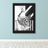 チェス&ボウDAYピーコックインクイラストレーション キャンバスプリント (インサイチュ (ウッドフロア))