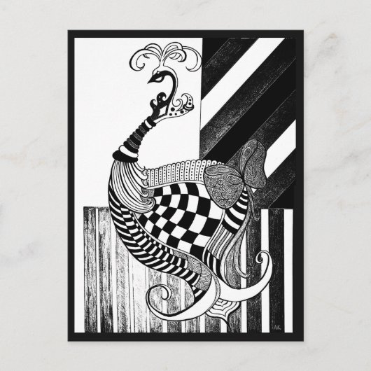 チェス&ボウDAYピーコックインクイラストレーション ポストカード (正面)