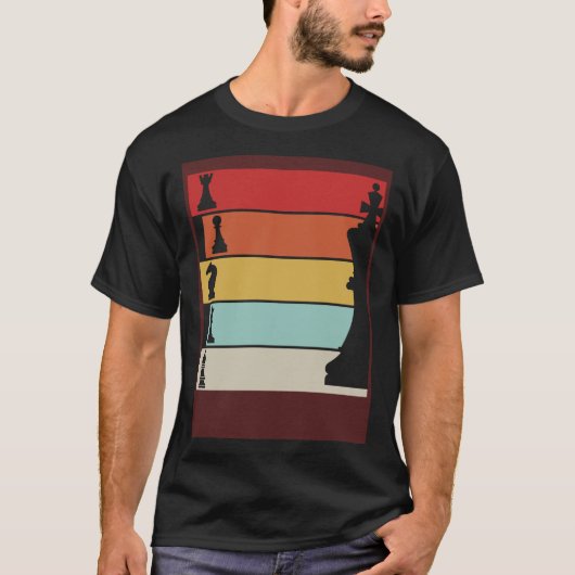 チェス レトロ プレーヤー チェス盤 Tシャツ (正面)