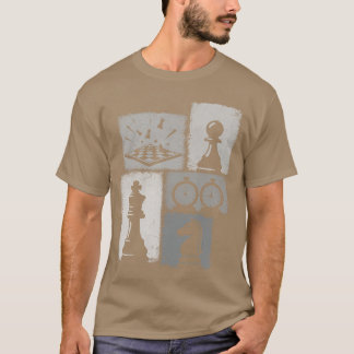 チェス ヴィンテージ コラージュ プレイヤー グランドマスター ボード ゲーム Tシャツ