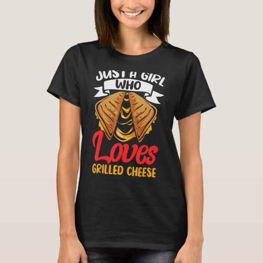 チェダーチーズのスナックトーストが大好きな女の子 Tシャツ (正面)