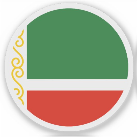 チェチェン共和国国旗ステッカー(丸型) シール (正面)