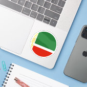 チェチェン共和国国旗ステッカー(丸型) シール (ノートパソコンとiPhone)