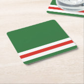 チェチェン共和国（イチケリア）の旗 スクエアペーパーコースター (アングル)