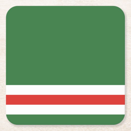 チェチェン共和国（イチケリア）の旗 スクエアペーパーコースター (正面)