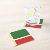 チェチェン国旗 スクエアペーパーコースター (インサイチュ)