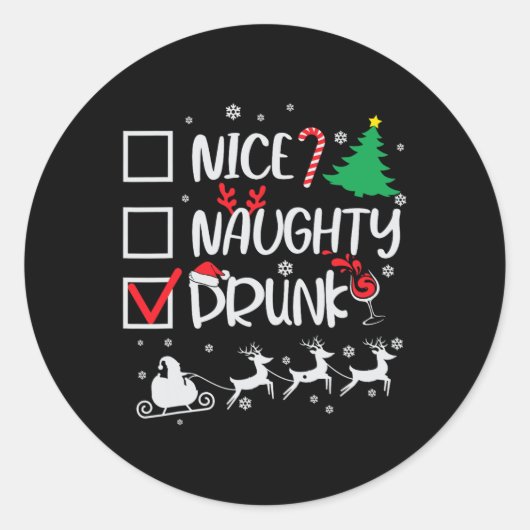チェッいけなク飲のスおもしろいクリスマ ラウンドシール (正面)