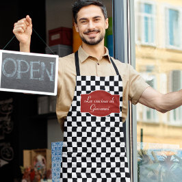 チェッイタリアンカーボードキッチンシェフ エプロン