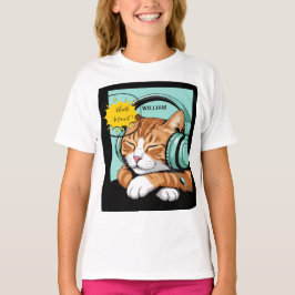 チェッカミオ 茶色の猫 ヘッドホン – オリジナル Tシャツ