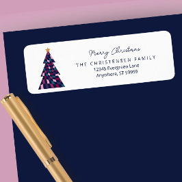 チェッカラフルカーボードクリスマスツリー住所 シール