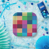 チェッカラフルカーボードパターンパーティー ペーパープレート (パーティー)