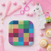 チェッカラフルカーボードパターンパーティー ペーパープレート (パーティー)