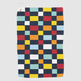 チェッカラフルカーボードパターン ゴルフタオル
