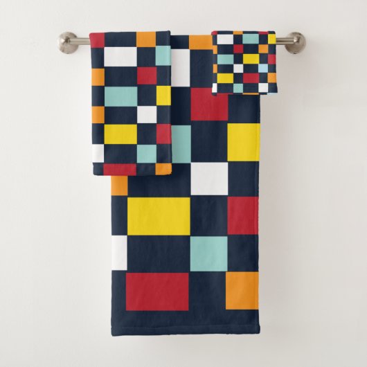 チェッカラフルカーボードパターン バスタオルセット (インサイチュ)