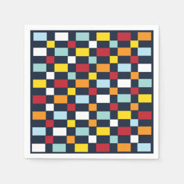 チェッカラフルカーボードパーティー スタンダードカクテルナプキン