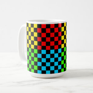 チェッカラフルカーボードレトロスタイルマグカップ コーヒーマグカップ