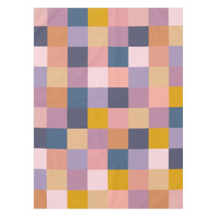 チェッカラフルカーボード幾何自然紫 テーブルクロス