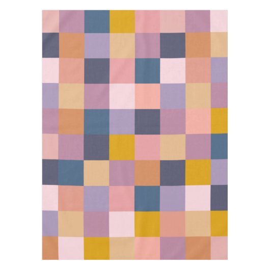 チェッカラフルカーボード幾何自然紫 テーブルクロス (正面)