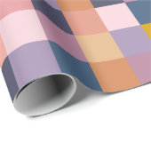 チェッカラフルカーボード幾何自然紫 ラッピングペーパー (ロールコーナー)
