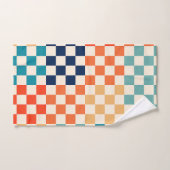 チェッカラフルカー市松模様にボードパターン バスタオルセット (ハンドタオル)