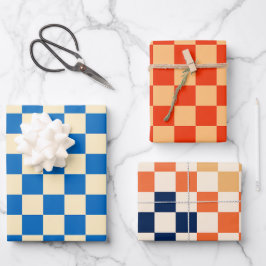 チェッカラフルカー市松模様にボードパターン ラッピングペーパーシート
