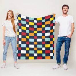 チェッカラフルカー フリースブランケット