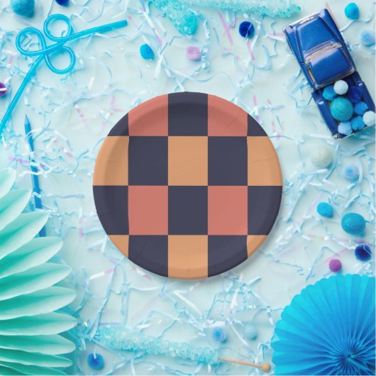 チェッカラフルクボードのパターン誕生日 ペーパープレート (パーティー)