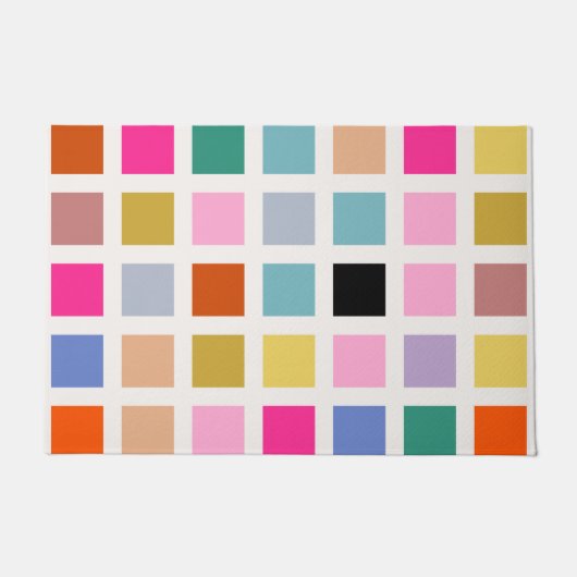 チェッカラフルクミッドセンチュリー幾何公差板 ドアマット (正面)