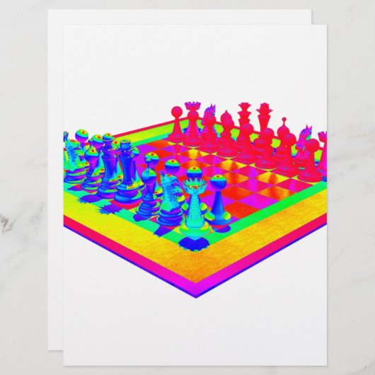 チェッカラフルスボードとチェスの駒 (正面/裏面)