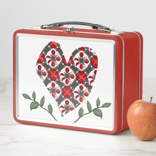 チェッカードスタイルパターンハート メタルランチボックス (インサイチュ)