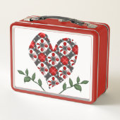 チェッカードスタイルパターンハート メタルランチボックス (裏面)