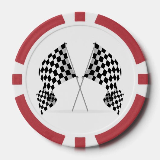 チェッカーフラッグのデザインのポーカーチップ ポーカーチップ (正面)