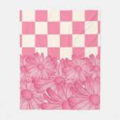 チェッカーフラワーパターンコケット フリースブランケット (正面)