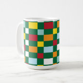 チェッカーボカラフルードのチェック コーヒーマグカップ (正面左)