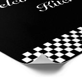チェッカーボードさくらんぼキッチンプリント ポスター (角)