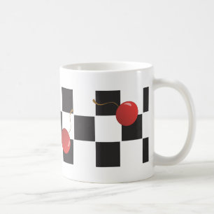 チェッカーボードのさくらんぼ コーヒーマグカップ