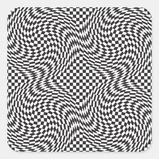 チェッカーボードのゆがみ スクエアシール (正面)