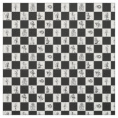 チェッカーボードのアリス白黒 ファブリック (見本)