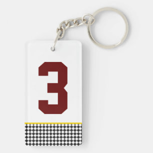 チェッカーボードのスポーツチームの独身の色NUMBERおもしろい キーホルダー