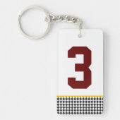チェッカーボードのスポーツチームの独身の色NUMBERおもしろい キーホルダー (正面)