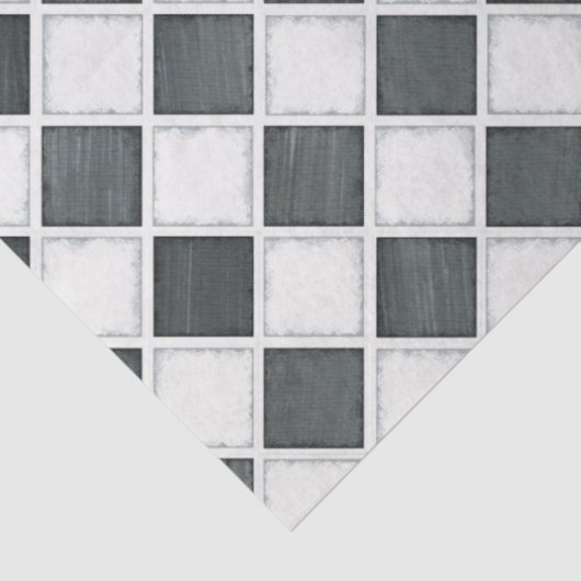 チェッカーボードのダイヤモンドブラックとホワイトのデコパージュ 薄葉紙 (詳細)