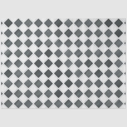 チェッカーボードのダイヤモンドブラックとホワイトのデコパージュ 薄葉紙 (正面)