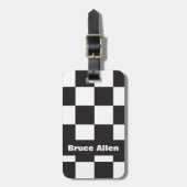 チェッカーボードのパターンの白黒の個人用設定 ラゲッジタグ (正面縦)