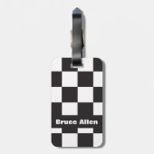 チェッカーボードのパターンの白黒の個人用設定 ラゲッジタグ (裏面縦)