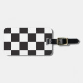 チェッカーボードのパターン白黒 ラゲッジタグ (正面横)