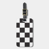 チェッカーボードのパターン白黒 ラゲッジタグ (正面縦)