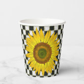 チェッカーボードのヒマワリ 紙コップ (裏面)