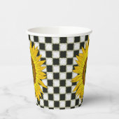 チェッカーボードのヒマワリ 紙コップ (左)
