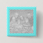 チェッカーボードのフォトフレームボタン 缶バッジ (正面)